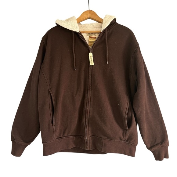 C.E. SCHMIDT WORKWEAR Fit For Her Sherpa Lined Zip Hooded Jacket Brown Size XL - Picture 1 of 8